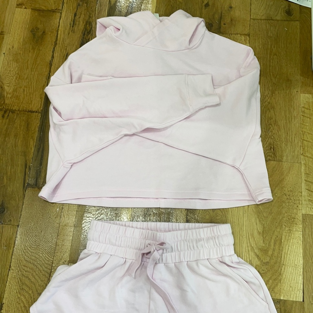 Pink shorts and hoodie set